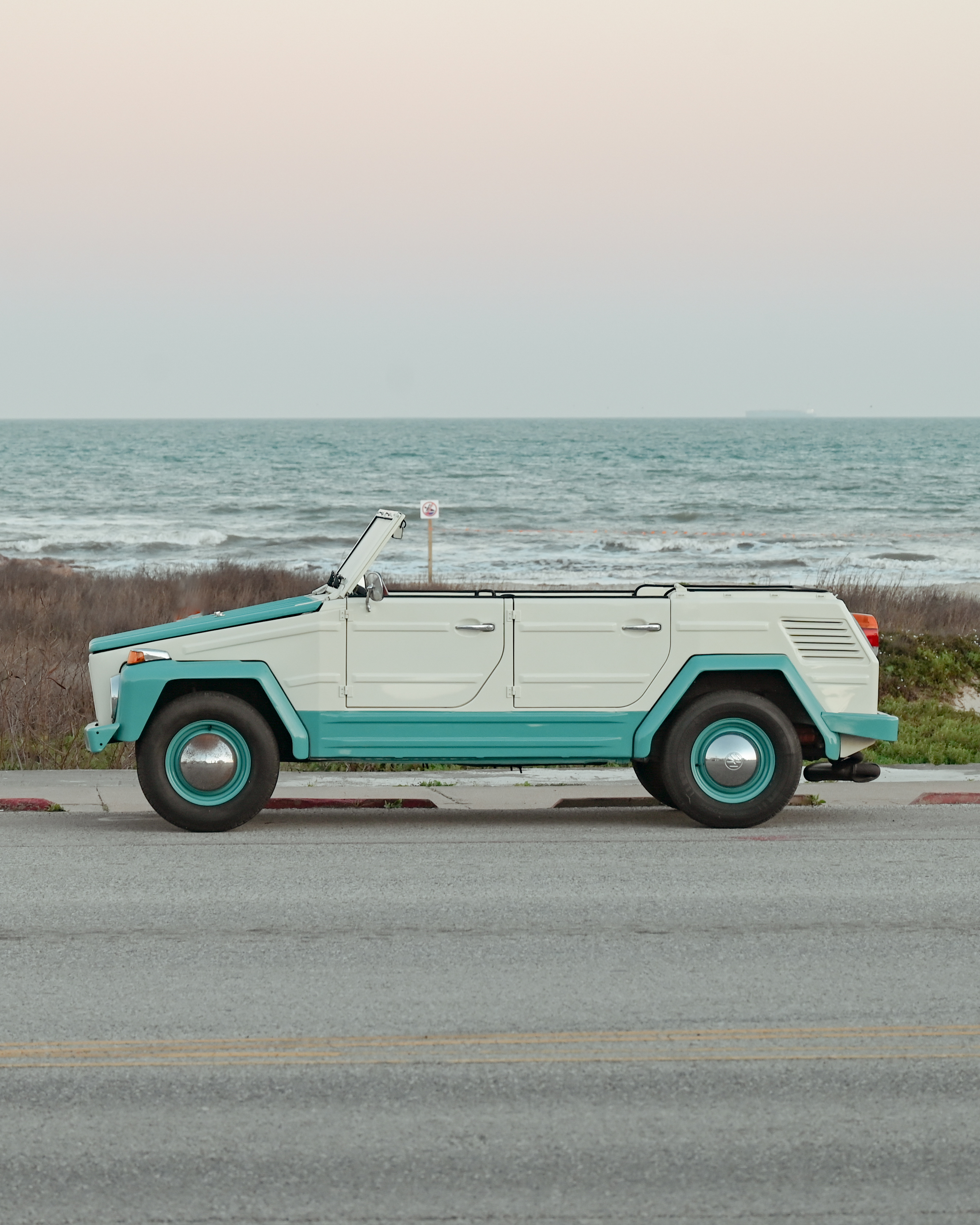 Classic car on the beach