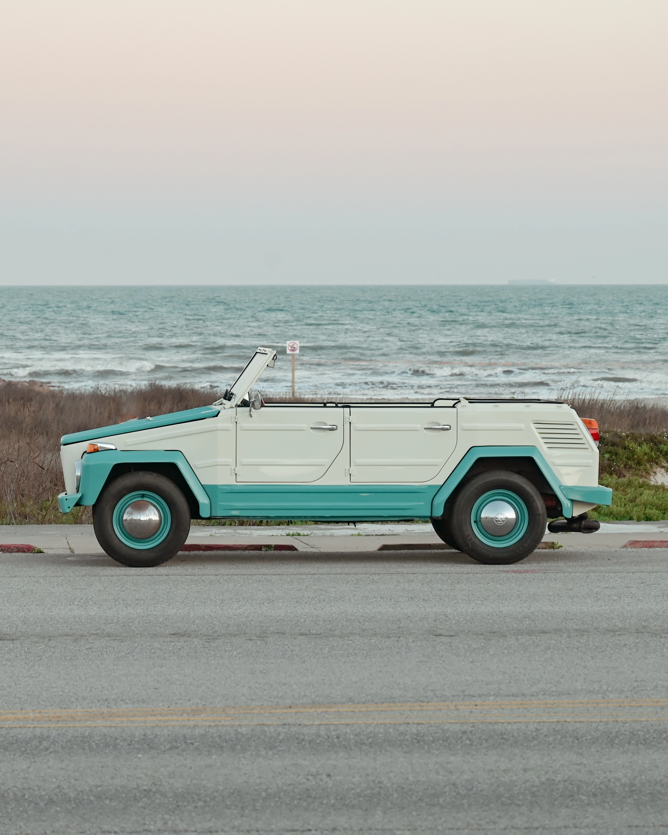 Classic car on the beach